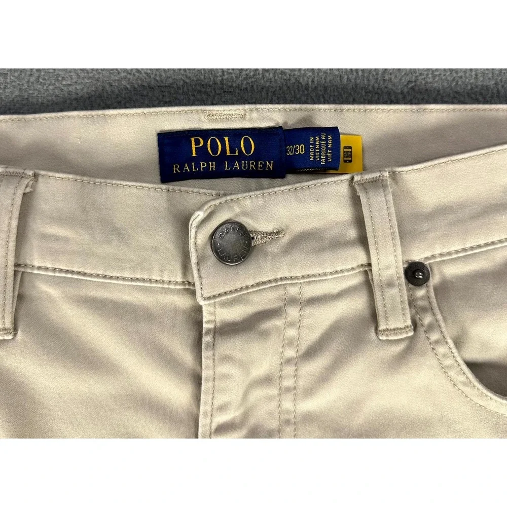 Polo Ralph Lauren Pants Mens 32x30 Beige Varick‎ Slim Straight Sateen Pony Logo